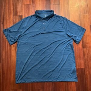 Reebok Polo Shirt Mens 3xlt Blue Big Tall Speedwick Golf Performance Activewear